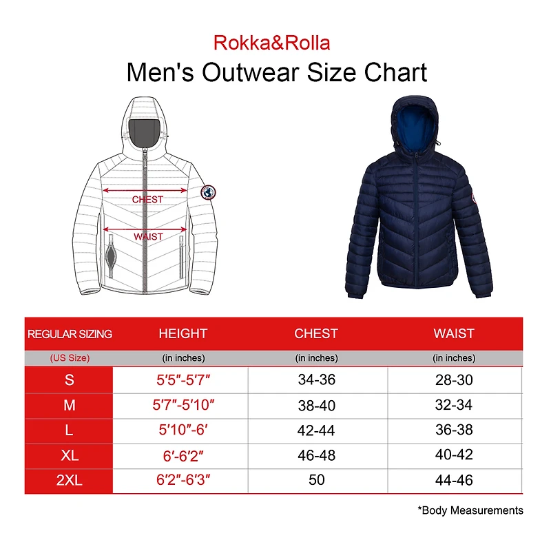 Rokka&Rolla Mens Lightweight Padded Puffer Jacket