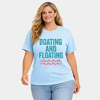 Simply Sage Market - Boating And Floating Distressed Women's Plus Sized Garment Dyed Graphic T-Shirt