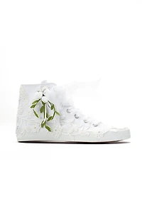 Forever & Always Womens Sylvara Floral Lace Ribbon Bridal High Top Sneaker
