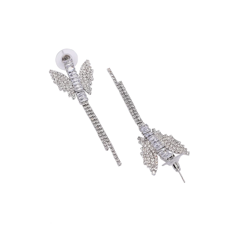 AGP PARIS Womens Sparkling Butterfly Drop Earrings