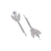 AGP PARIS Womens Sparkling Butterfly Drop Earrings