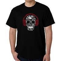 LA Pop Art Men’s Music Notes Skull Word T-Shirt, 100% Cotton Crew Neck Short Sleeve