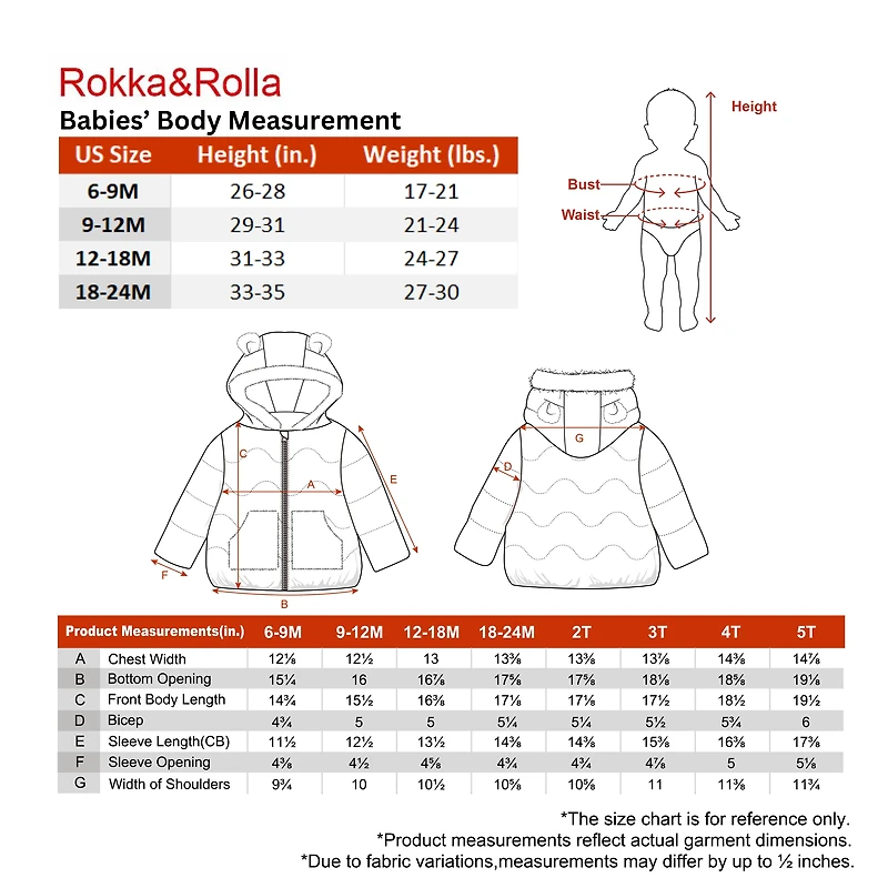 Rokka&Rolla Baby Girls Mini Fur Lined Puffer Jacket