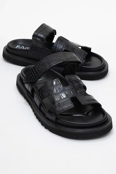 Forever & Always Womens Loana Leather Slide Sandals