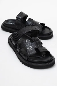 Forever & Always Womens Loana Leather Slide Sandals