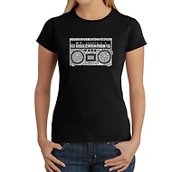 LA Pop Art Women's Word T-Shirt - Greatest Rap Hits of The 1980's