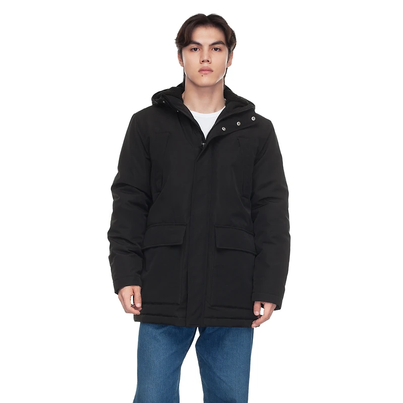 Rokka&Rolla Mens Hooded Mid-Length Parka Jacket