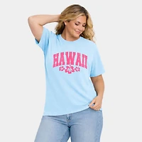 Simply Sage Market - Hawaii Varsity Grunge Women's Plus Sized Garment Dyed Graphic T-Shirt