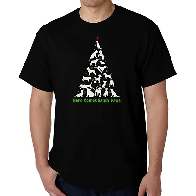 LA Pop Art Men's Word T-Shirt - Here Comes Santa Paws