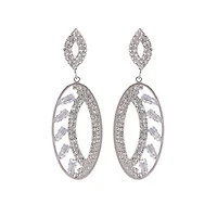 AGP PARIS Womens Sparkle Oval Drop Earrings