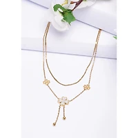 AGP PARIS Womens Diva Double Layered Floral Tassel Chain Y Necklace