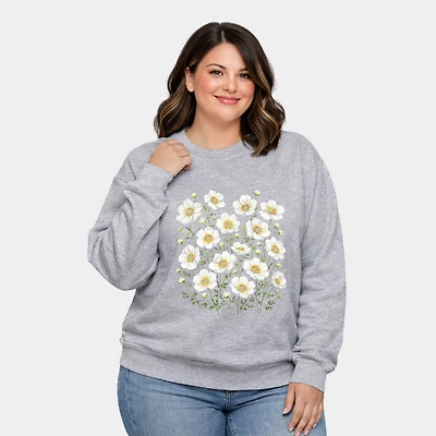 Simply Sage Market - Women's Plus Sized Graphic Sweatshirt Watercolor Daisies