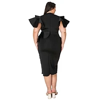 L I V D Women's Plus Kira Neoprene Peplum Dress