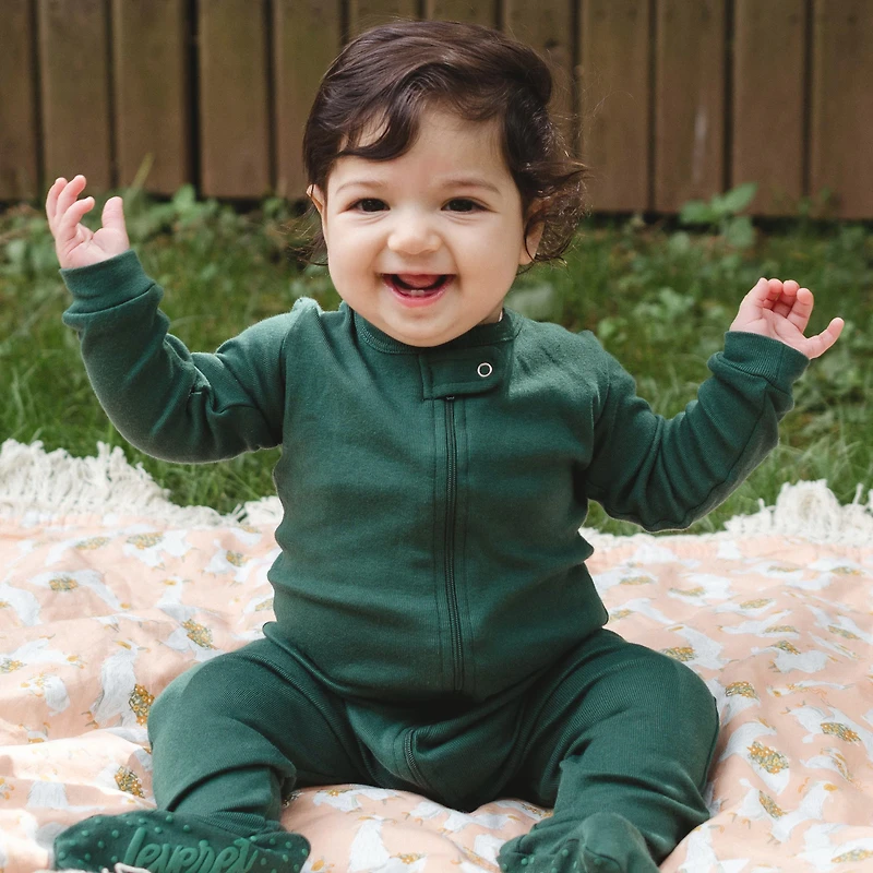 Leveret Baby Boho Solid Cotton Footed Pajamas