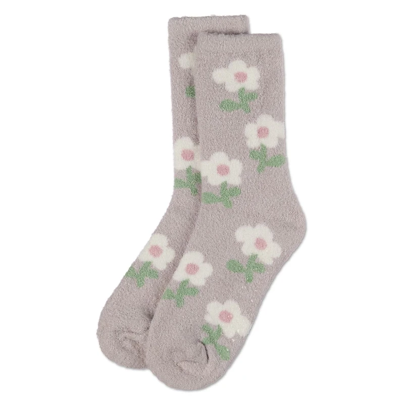 MeMoi Women's Flower Aloe Infused Crew Socks