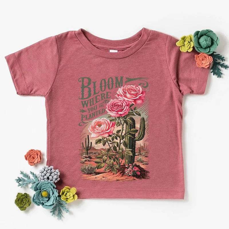 The Juniper Shop - Bloom Where You Are Planted Cactus Toddler Short Sleeve Graphic T-Shirt