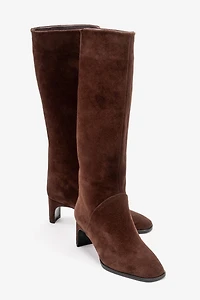 Forever & Always Womens Taly Leather Block Heel Knee High Boots