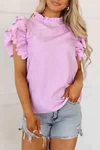 Threaded Pear Women's Kori Scalloped Ruffle Sleeve Top