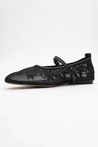 Prologue Shoes Womens Juny Mesh Floral Embroidery Ballet Flat