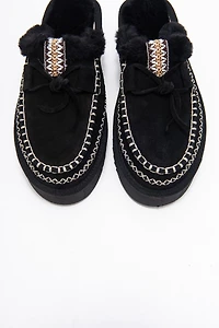 Forever & Always Womens Yalina Leather Platform Moccasin Slippers