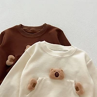 MyKids-USA Casual and Versatile Two-Piece Set: Teddy Top Pullover Pants for Baby Toddlers