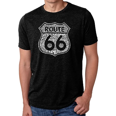 LA Pop Art Men's Cotton-Poly Route 66 Word T-Shirt - Life is a Highway