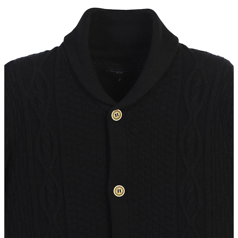 Gioberti Boy's 100% Cotton Knitted Shawl Collar Cardigan Sweater