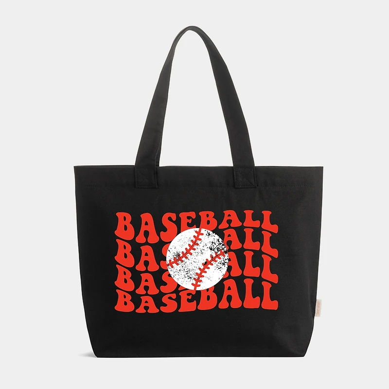 Simply Sage Market - Zippered Canvas Tote Red Baseball Stacked