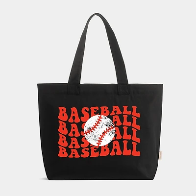 Simply Sage Market - Zippered Canvas Tote Red Baseball Stacked