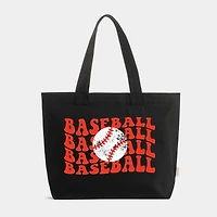 Simply Sage Market - Zippered Canvas Tote Red Baseball Stacked