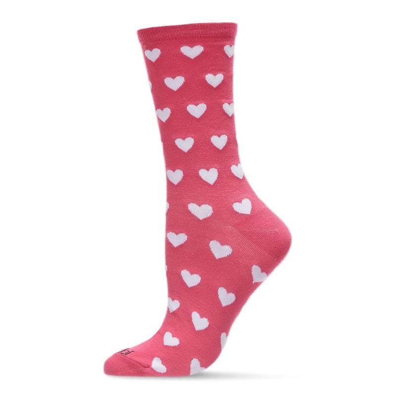 MeMoi Hearts Bamboo Blend Crew Socks
