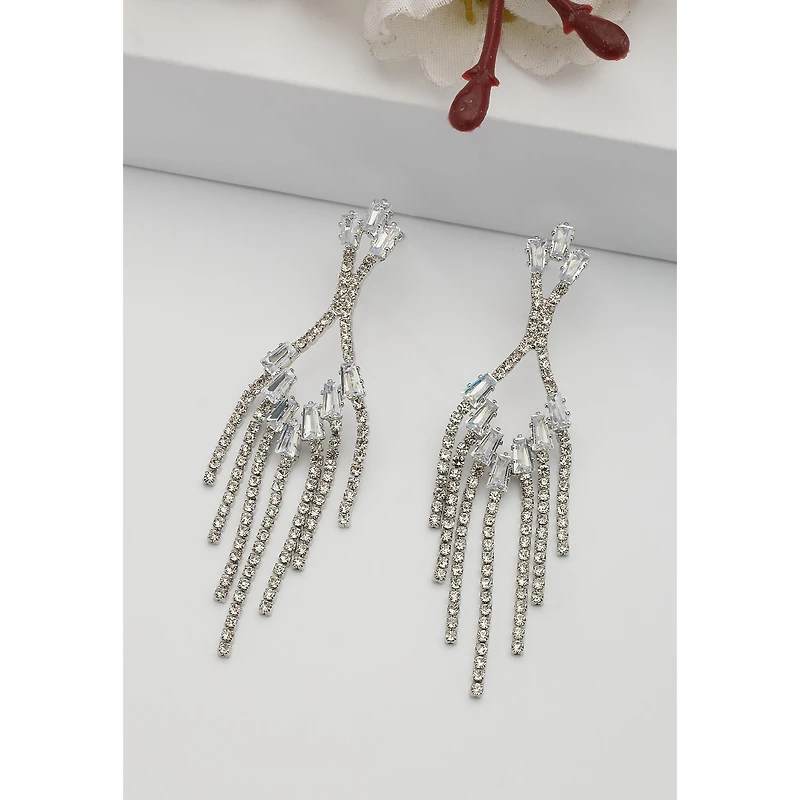 AGP PARIS Womens Elegant Sparkling Chain Drop Earrings