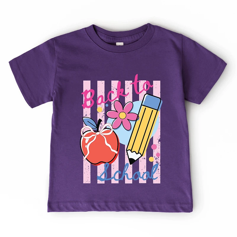 The Juniper Shop - Back To School Stripes Toddler Short Sleeve Graphic T-Shirt