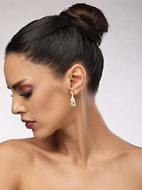 AGP PARIS Womens Angular Pavé Hoop Earrings