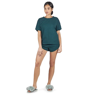 MeMoi Women's Relaxed Fit 100% Cotton Slub Knit Short Set