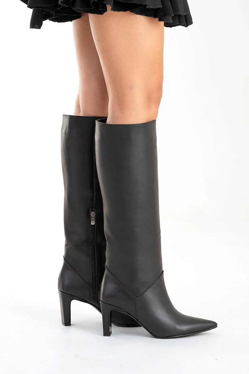 Forever & Always Womens Merla Leather Block Heel Boot