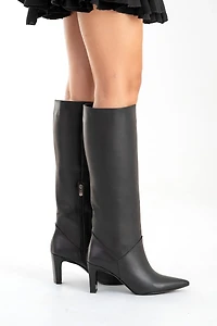 Forever & Always Womens Merla Leather Block Heel Boot