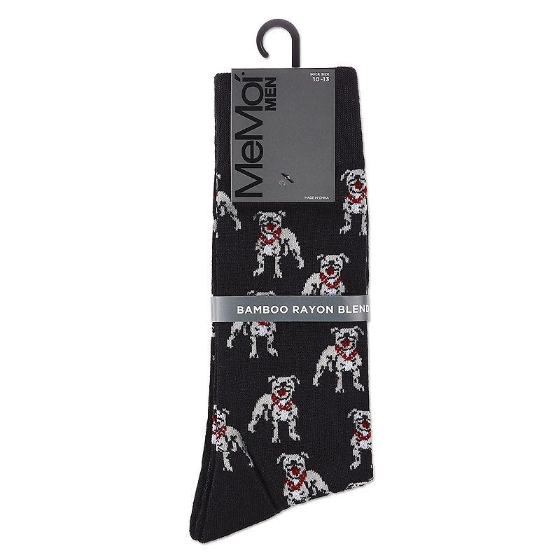 MeMoi Men's American Bully Dog Bamboo Blend Crew Socks