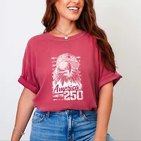 Simply Sage Market - America 250 Eagle Grunge Women's Garment Dyed Graphic T-Shirt