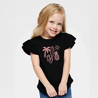 The Juniper Shop - Beach Elements Outline Flutter Sleeve Graphic T-Shirt