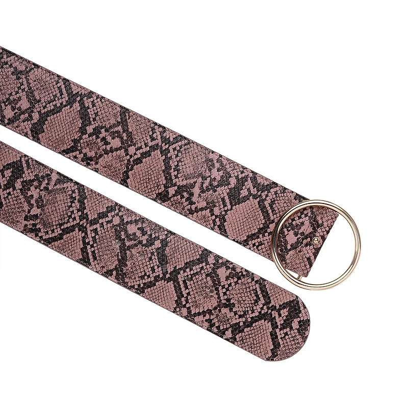 AGP PARIS Pink Snake Print Dual Buckle Women's Belt