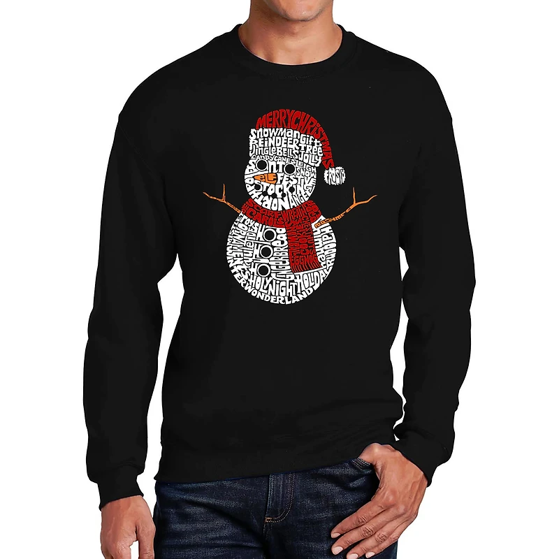 LA Pop Art Christmas Snowman - Men's Word Crew Sweatshirt