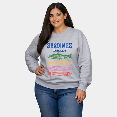 Simply Sage Market - Sardines Season Colorful Women's Plus Sized Graphic Sweatshirt