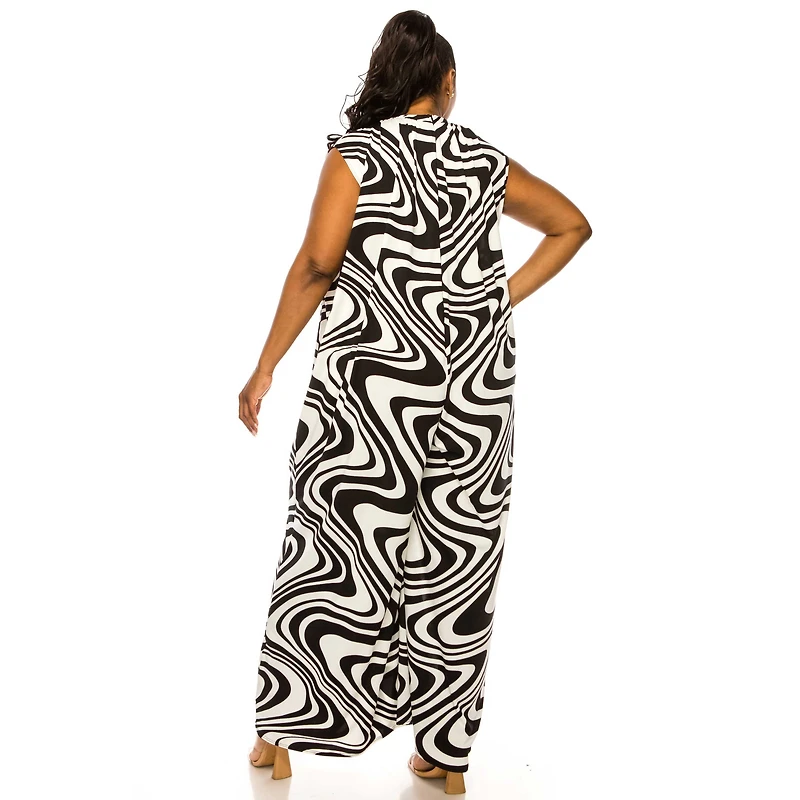 L I V D Women's Plus Ortega Sleeveless Pocket Jumpsuit