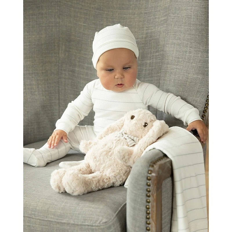 MeMoi 3 Piece Unisex Baby Ribbed Shimmer Stripe Footie Set