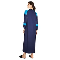 MeMoi Women's 100% Cotton Ultra Soft Lace Up Long Sweatshirt Gown