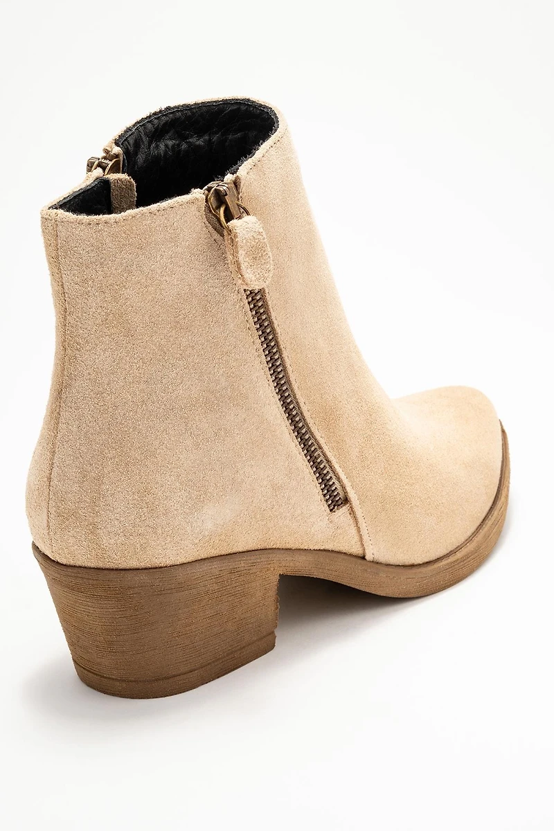 Forever & Always Womens Jayer Leather Double-Zip Block Heel Boots