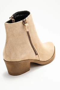 Forever & Always Womens Jayer Leather Double-Zip Block Heel Boots