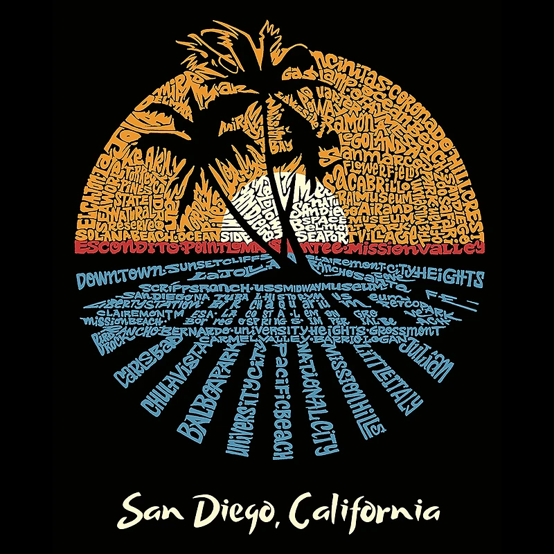LA Pop Art Cities San Diego - Men's Word Hooded Sweatshirt