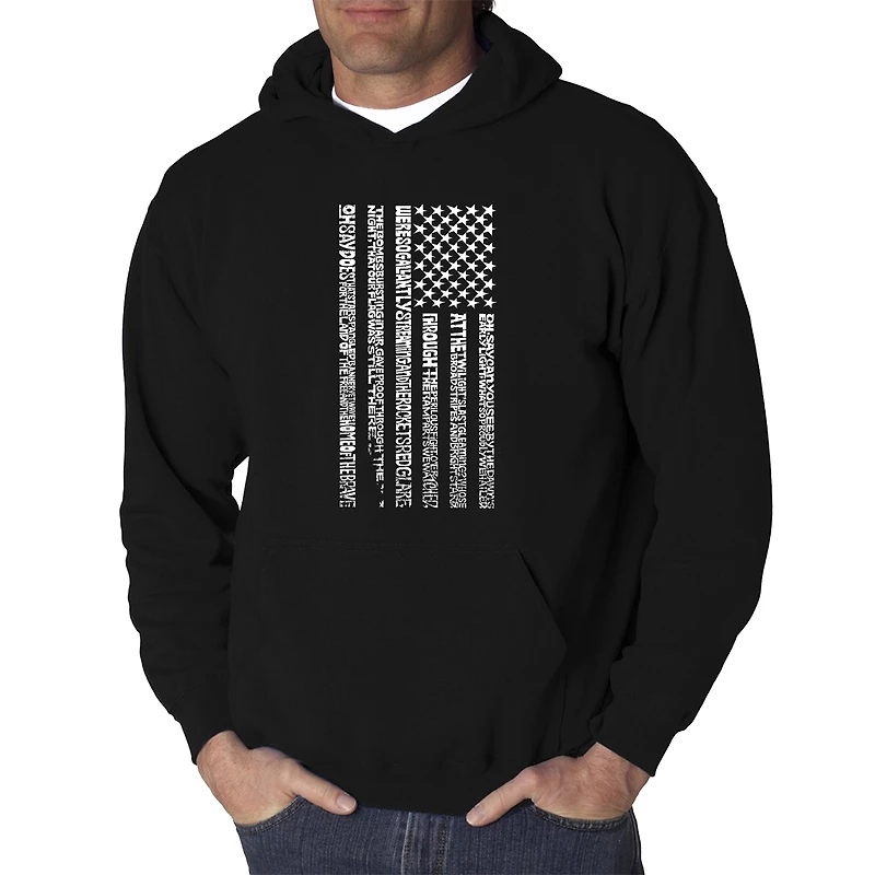 LA Pop Art National Anthem Flag - Men's Word Hooded Sweatshirt